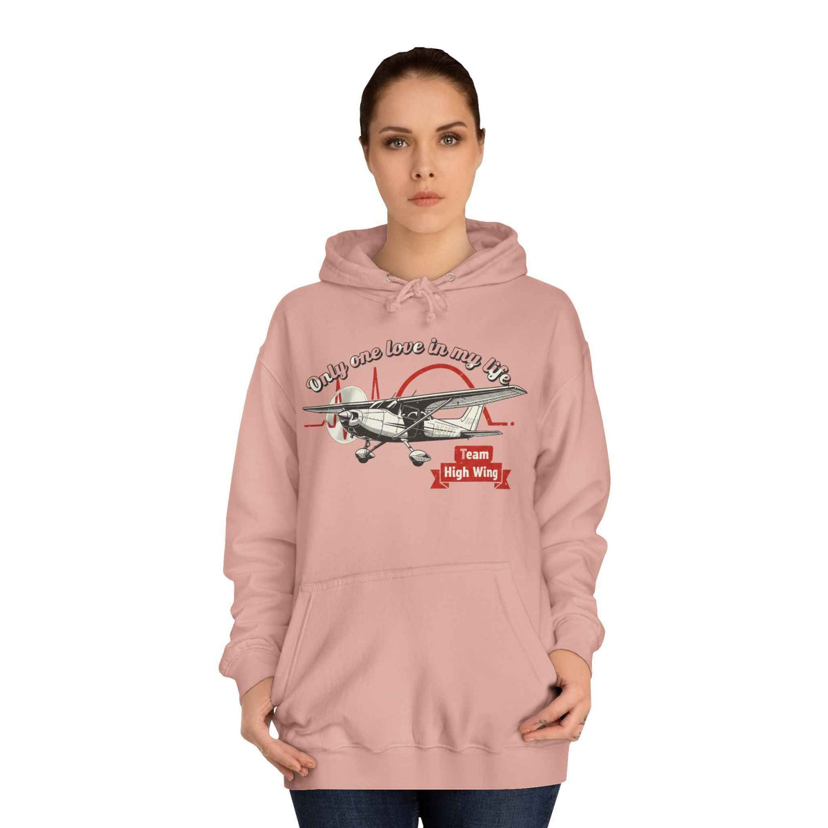 Aviation Hoodie — Vintage Cessna Plane "Team High Wing" Pullover