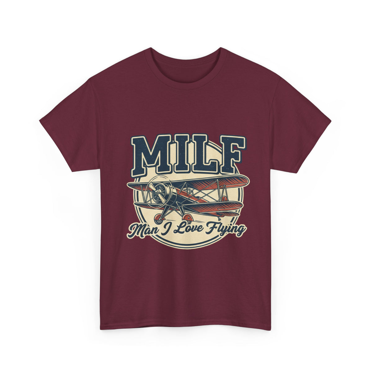 T-Shirt — "MILF: Man I Love Flying" Vintage Airplane Graphic Tee