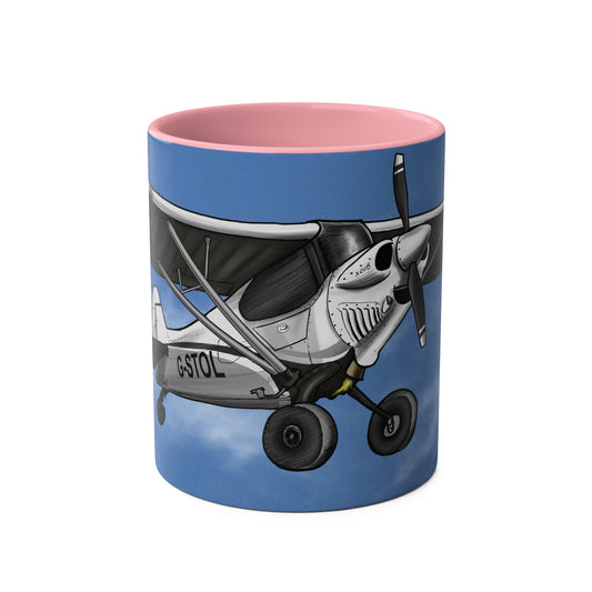 Super Cub STOL Design Two-Tone Coffee Mugs, 11oz
