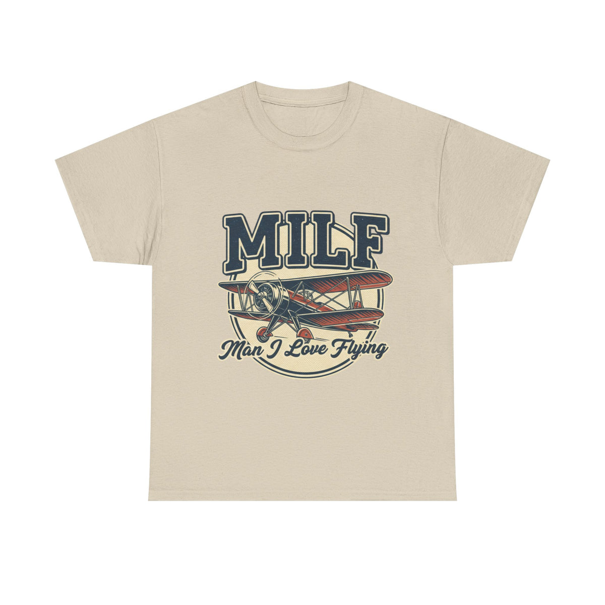 T-Shirt — "MILF: Man I Love Flying" Vintage Airplane Graphic Tee