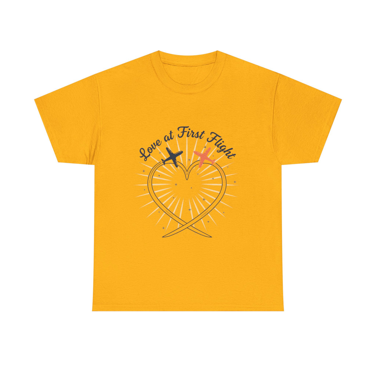 Love at First Flight T‑Shirt — Romantic Airplane Heart Valentine Tee