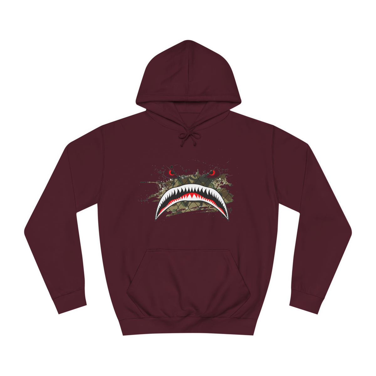 Sharks Teeth Nose Art Distressed Design Unisex College Hoodie - Funky Aviation