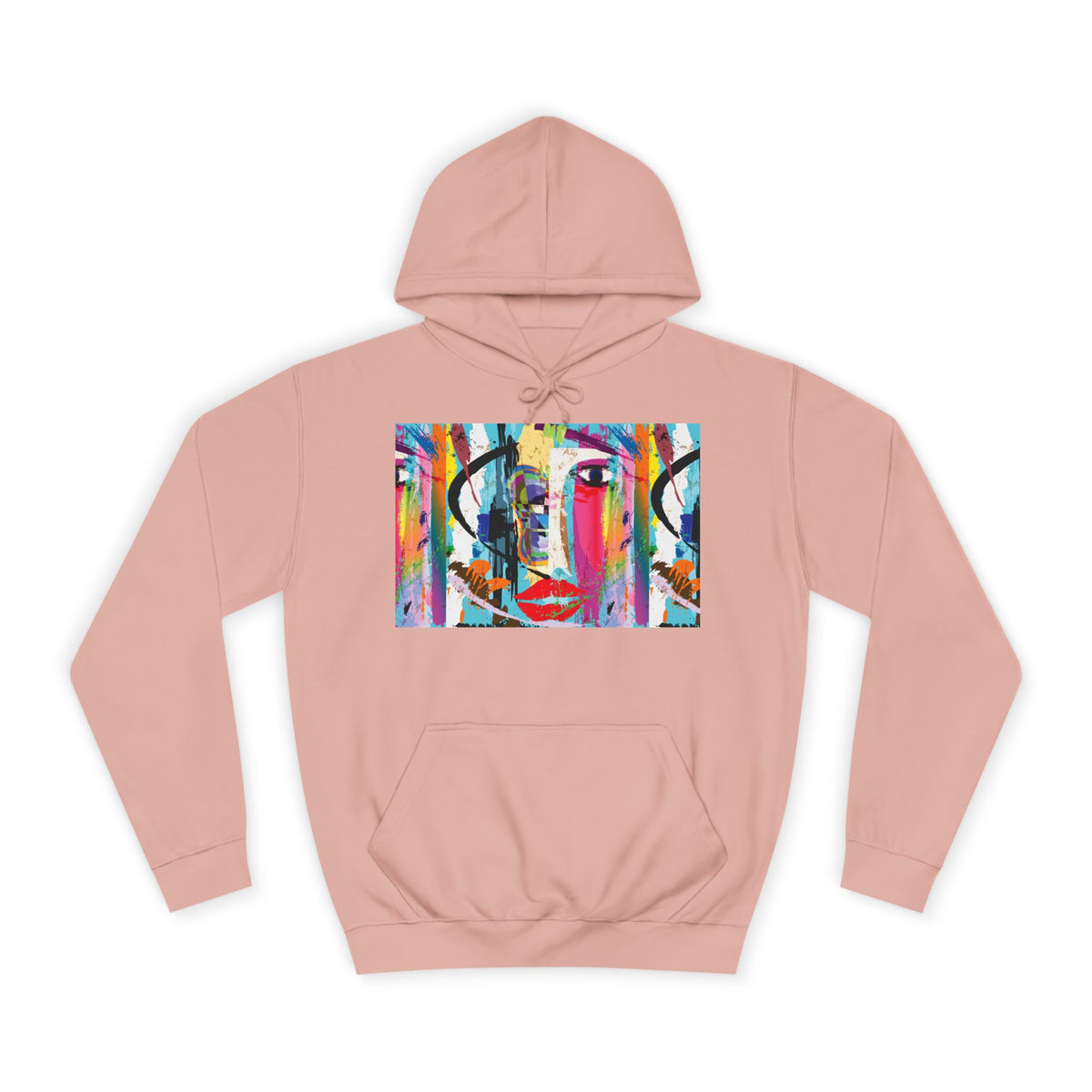 Abstract Colorful Face Hoodie — Vibrant Pop Art Graphic Pullover