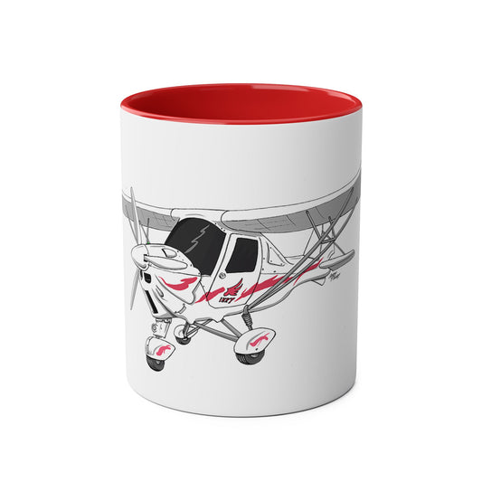 Cartoon Ikarus C42 Microlight Red Decals 11oz Coffee Mug