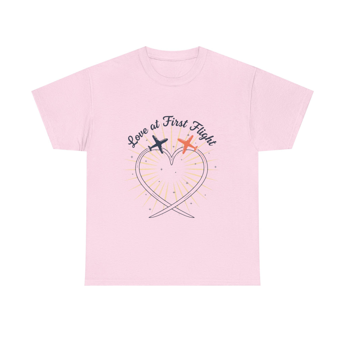 Love at First Flight T‑Shirt — Romantic Airplane Heart Valentine Tee