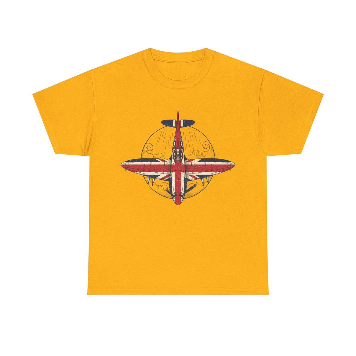 Vintage British Spitfire T-Shirt — Union Jack Warplane Graphic Tee