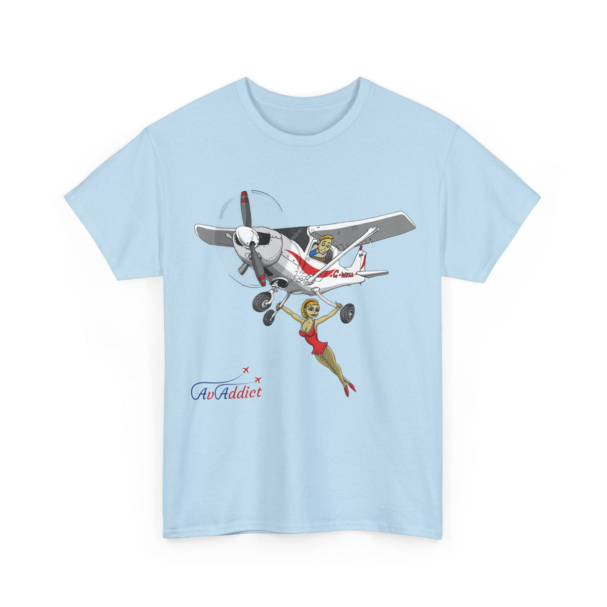 Cotton Tee Cessna Trapeze Artist Cartoon Print