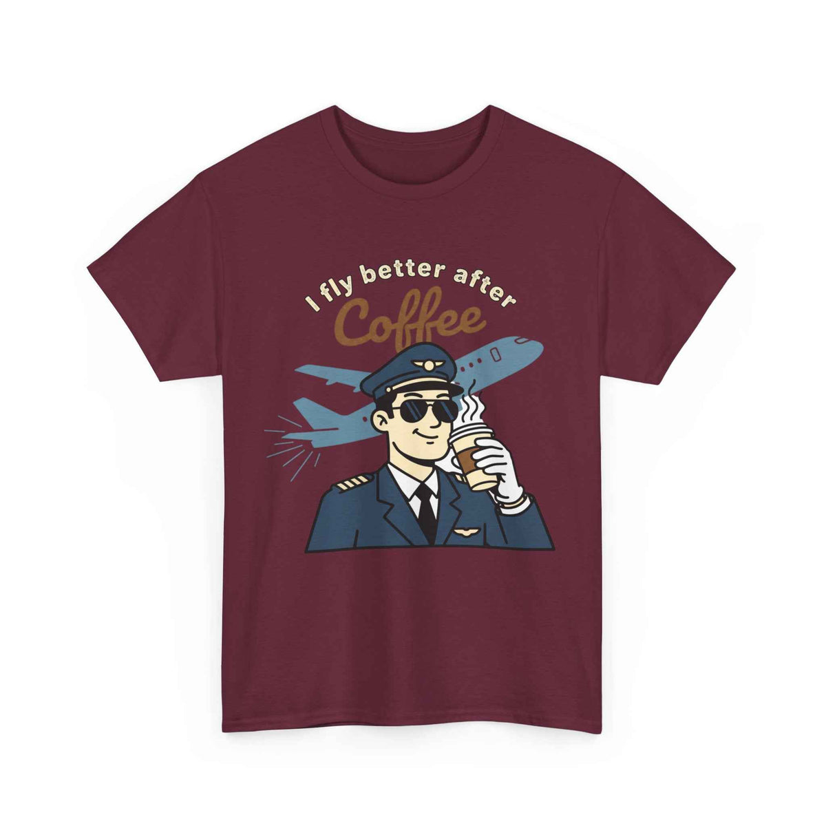 Pilot Coffee T‑Shirt — "I Fly Better After Coffee" Aviation Tee