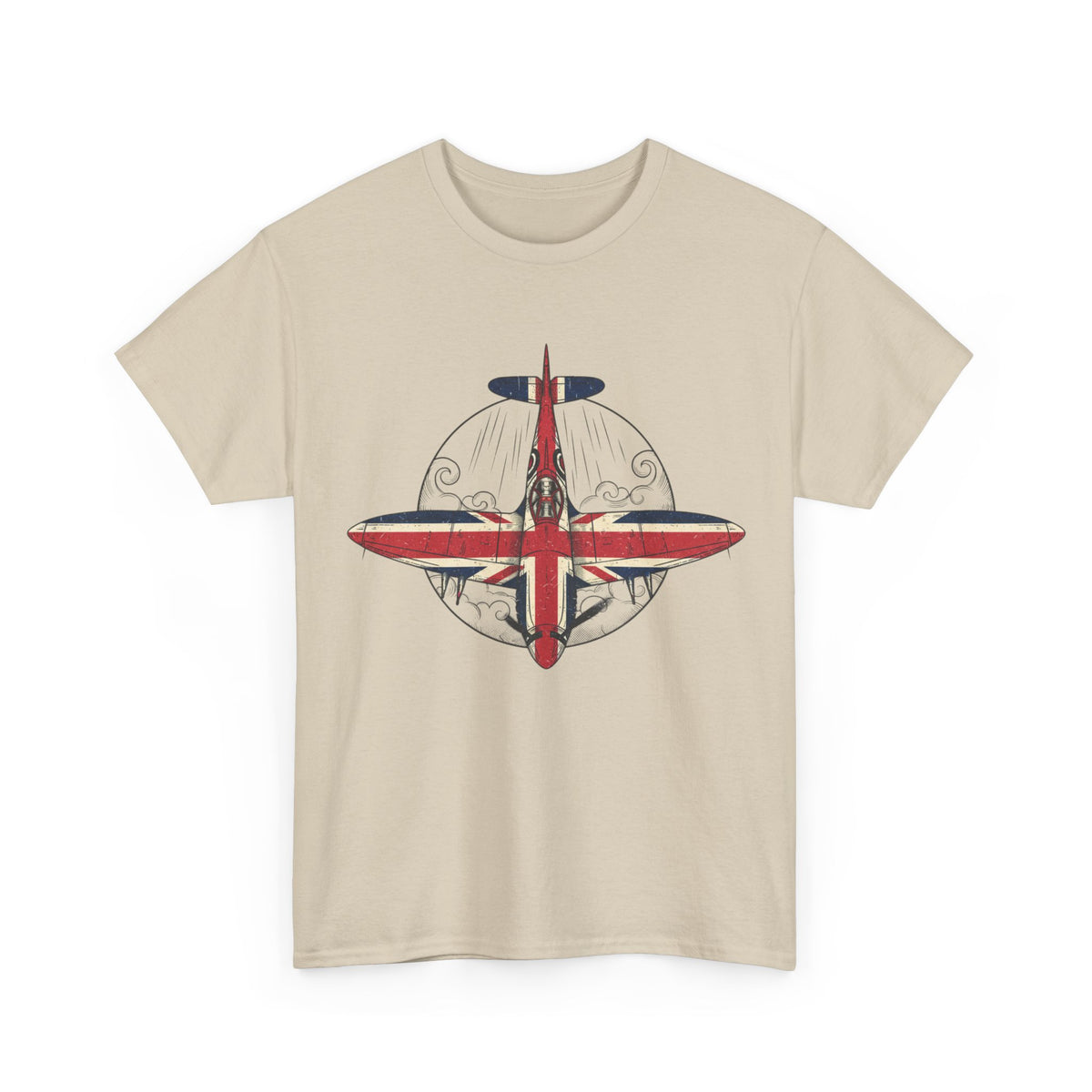 Vintage British Spitfire T-Shirt — Union Jack Warplane Graphic Tee