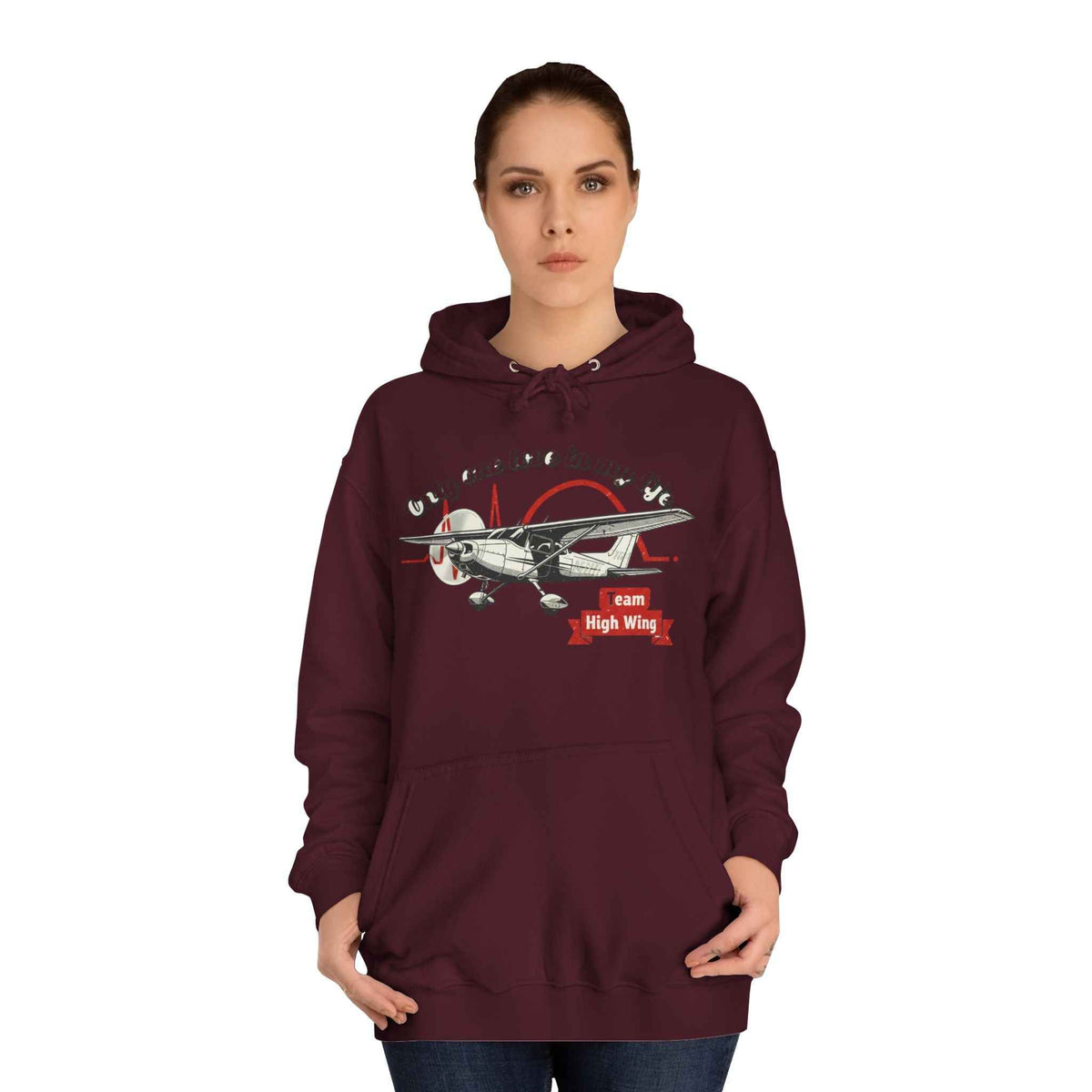 Aviation Hoodie — Vintage Cessna Plane "Team High Wing" Pullover