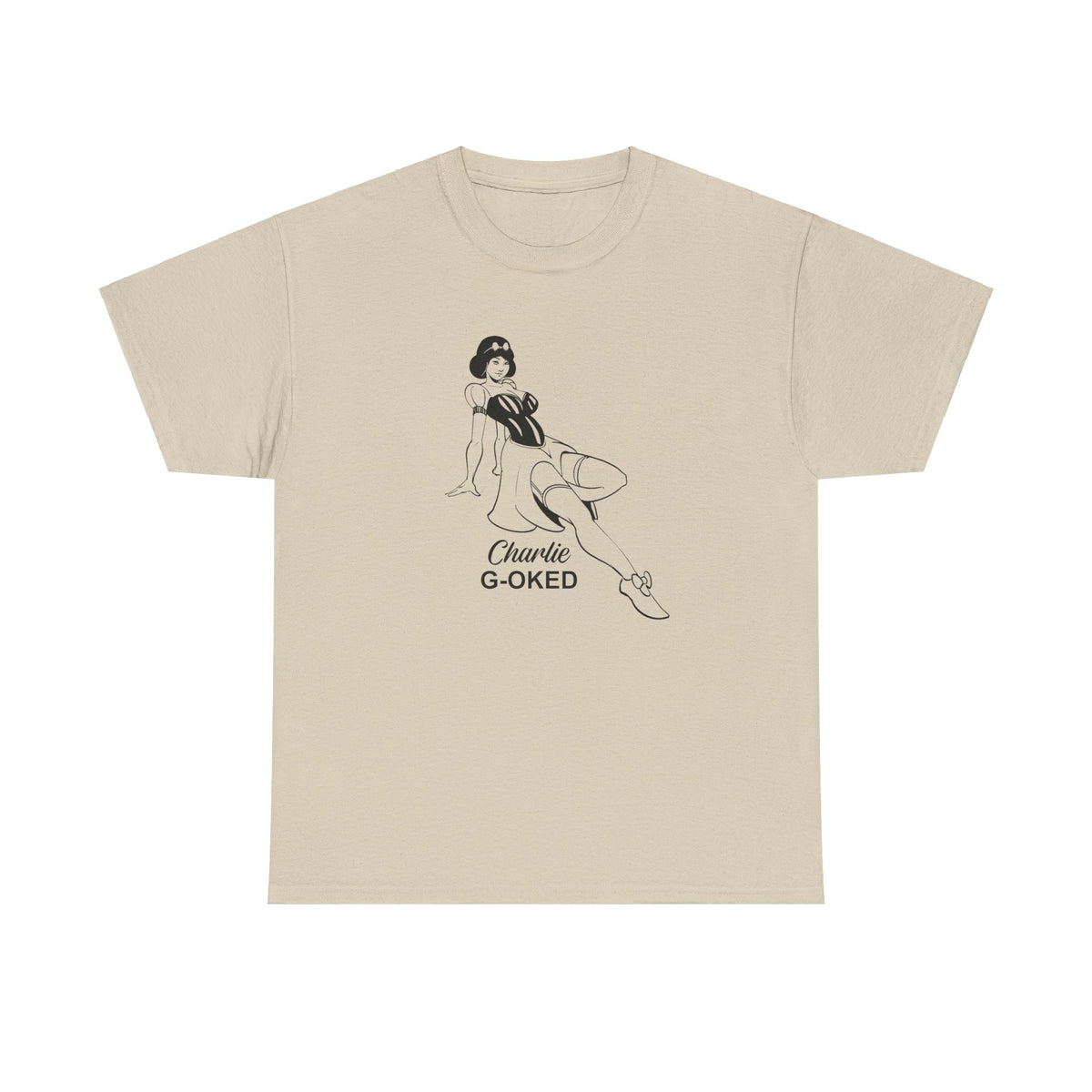 Cotton Tee - The Nose Art Cessna G-OKED Aircraft Cartoon Design