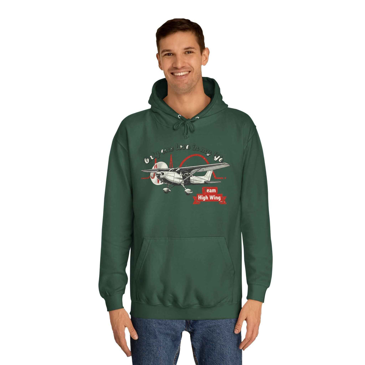 Aviation Hoodie — Vintage Cessna Plane "Team High Wing" Pullover
