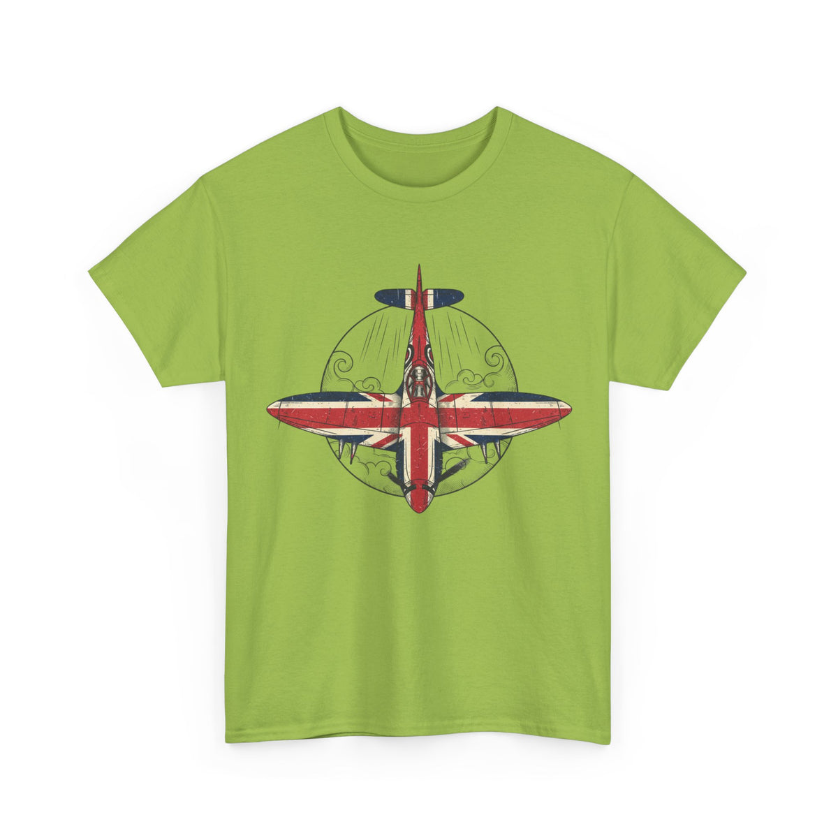 Vintage British Spitfire T-Shirt — Union Jack Warplane Graphic Tee