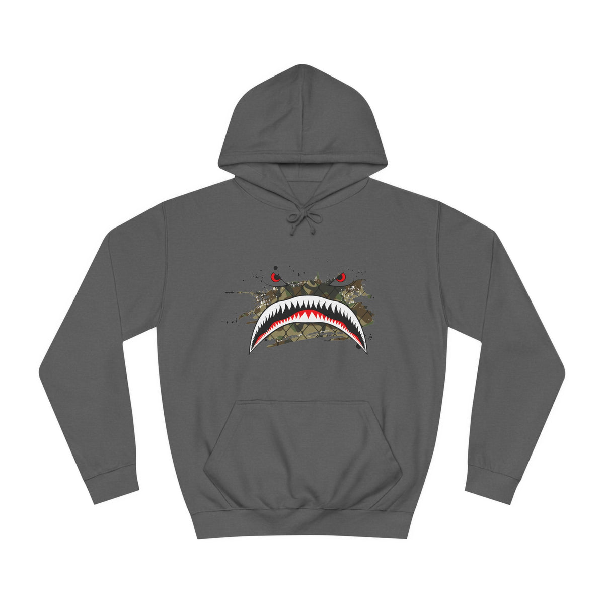 Sharks Teeth Nose Art Distressed Design Unisex College Hoodie - Funky Aviation