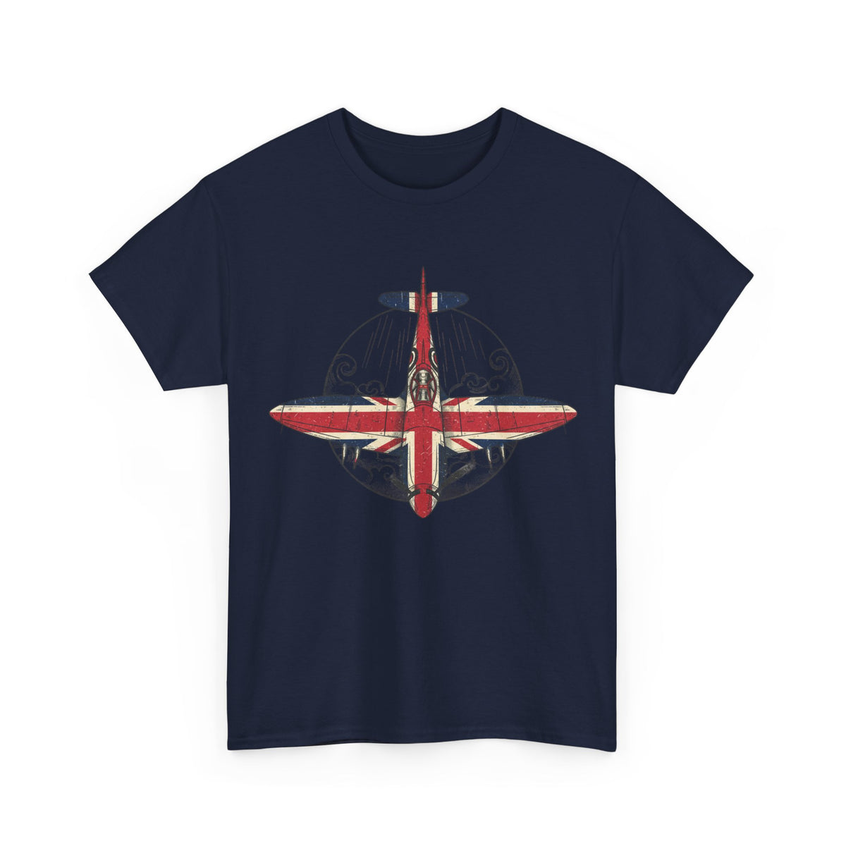 Vintage British Spitfire T-Shirt — Union Jack Warplane Graphic Tee