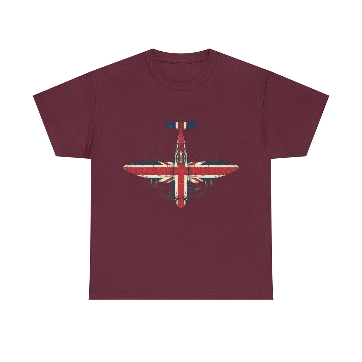 Vintage British Spitfire T-Shirt — Union Jack Warplane Graphic Tee