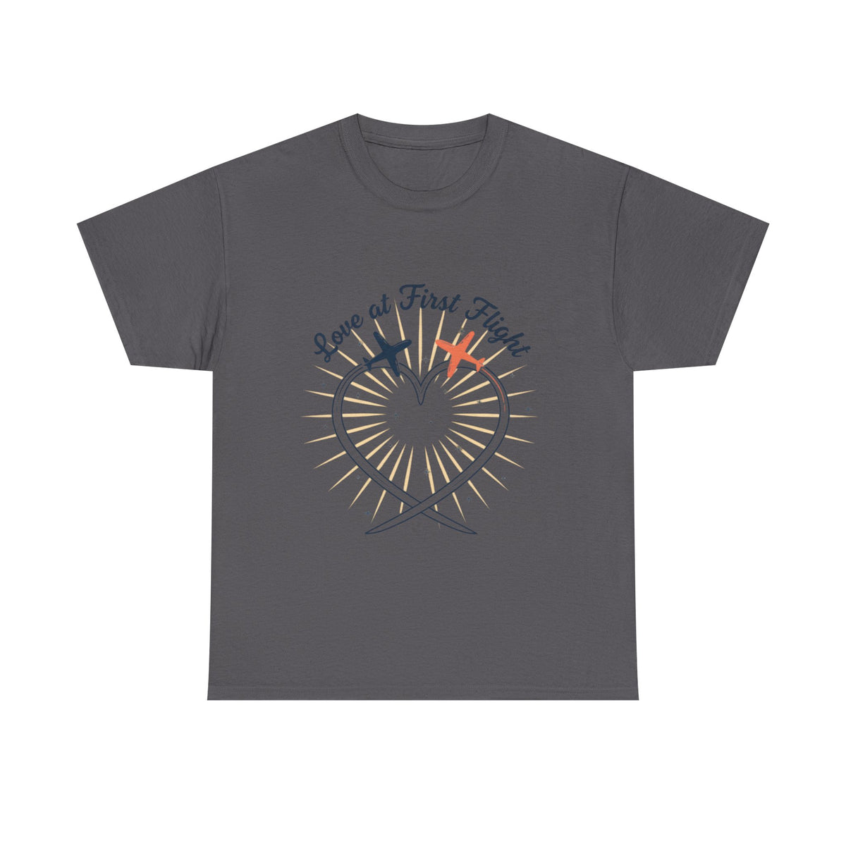 Love at First Flight T‑Shirt — Romantic Airplane Heart Valentine Tee