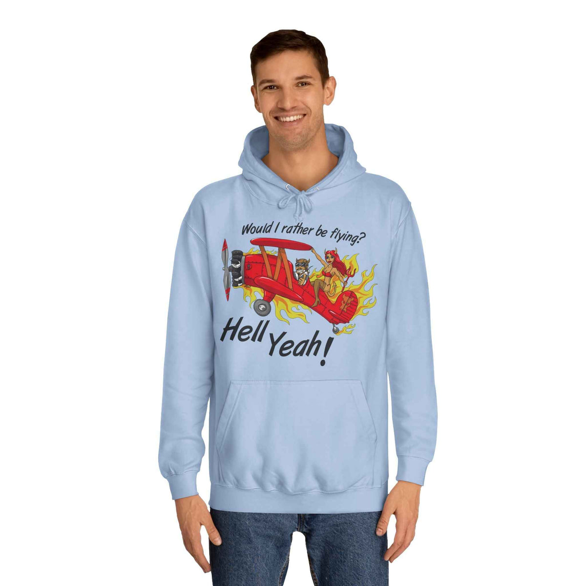 Hell Yeah! Flaming Plane Graphic Hoodie