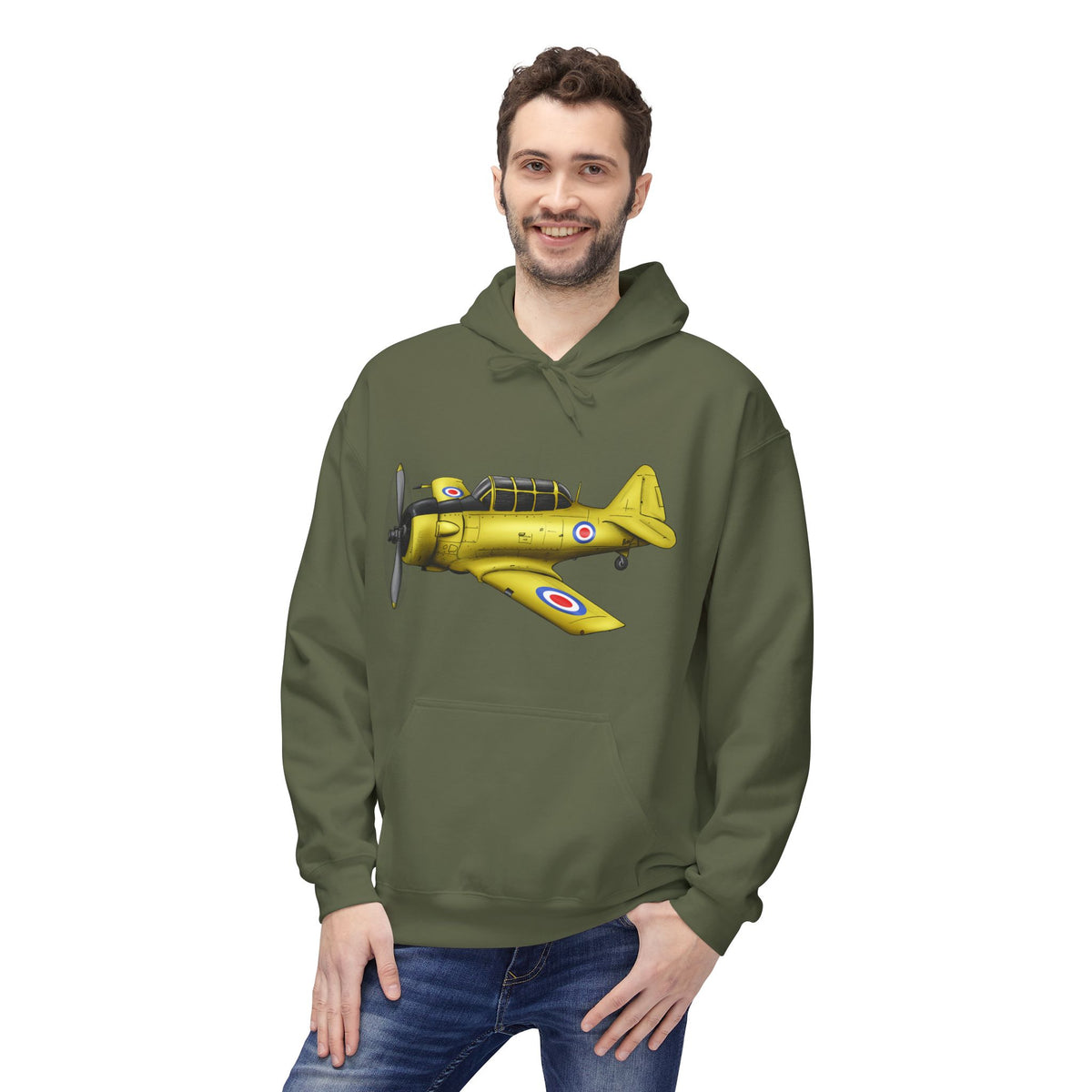 Hoodie - Harvard Aircraft Military Trainer Hand Drawn Design