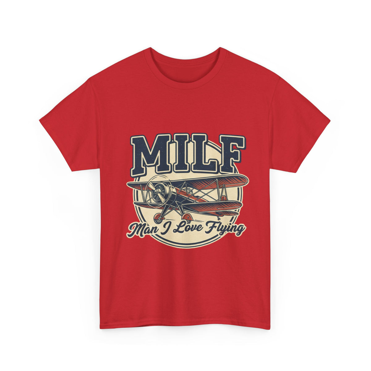 T-Shirt — "MILF: Man I Love Flying" Vintage Airplane Graphic Tee