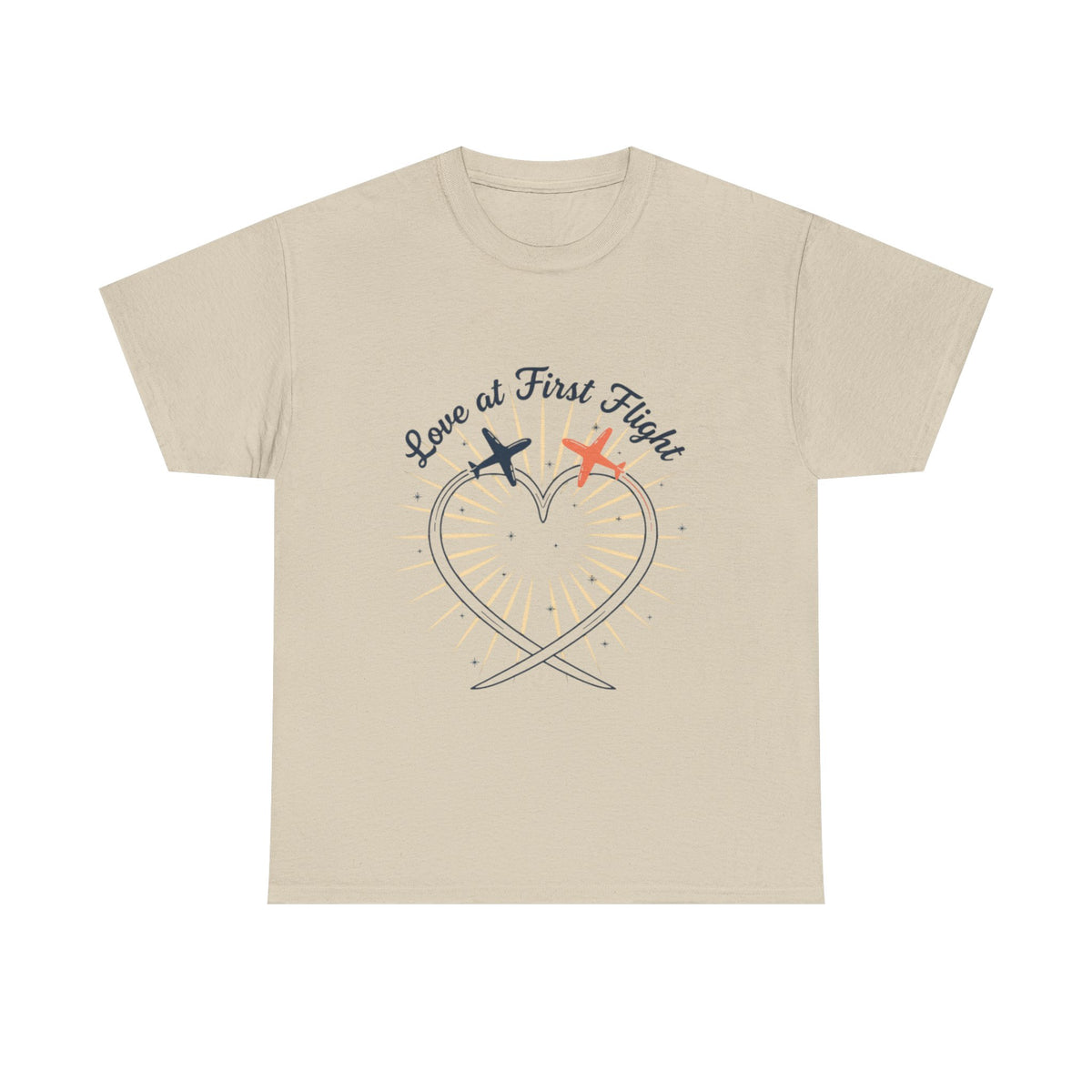 Love at First Flight T‑Shirt — Romantic Airplane Heart Valentine Tee