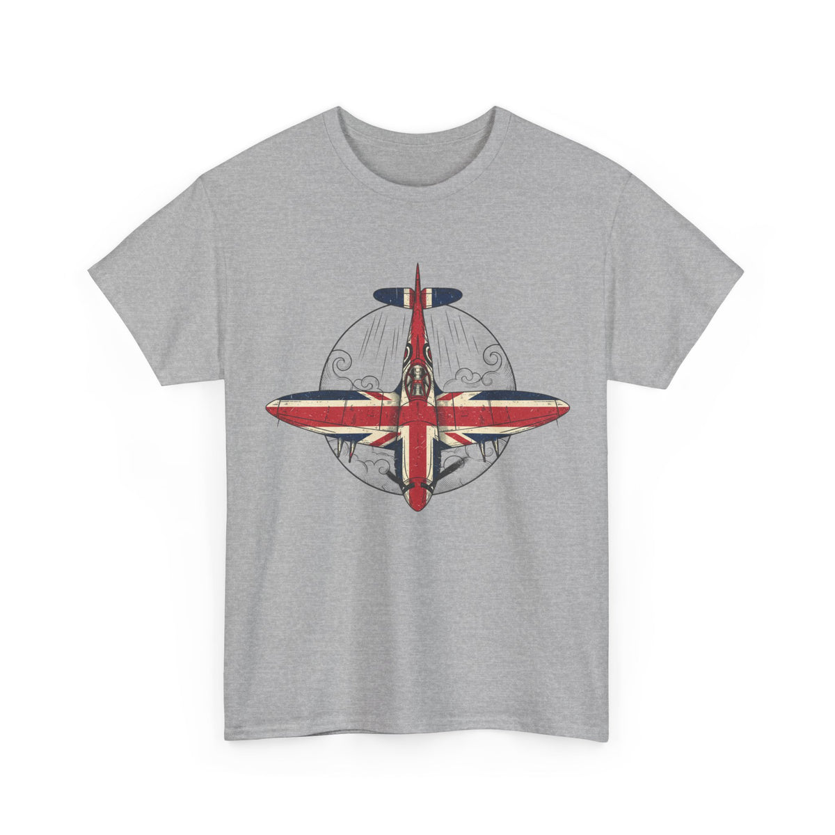 Vintage British Spitfire T-Shirt — Union Jack Warplane Graphic Tee