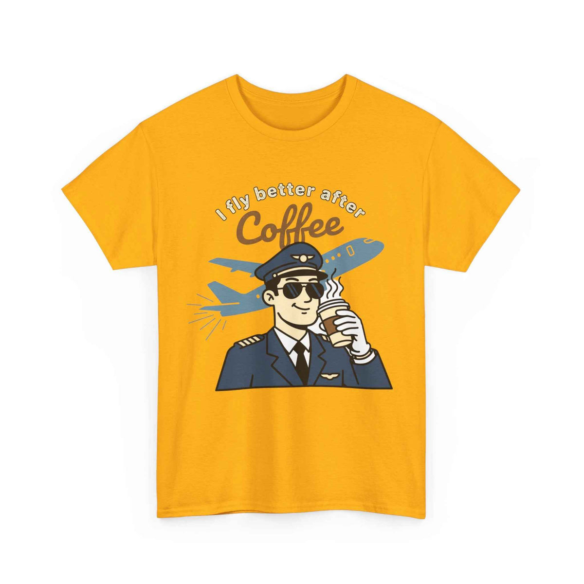 Pilot Coffee T‑Shirt — "I Fly Better After Coffee" Aviation Tee