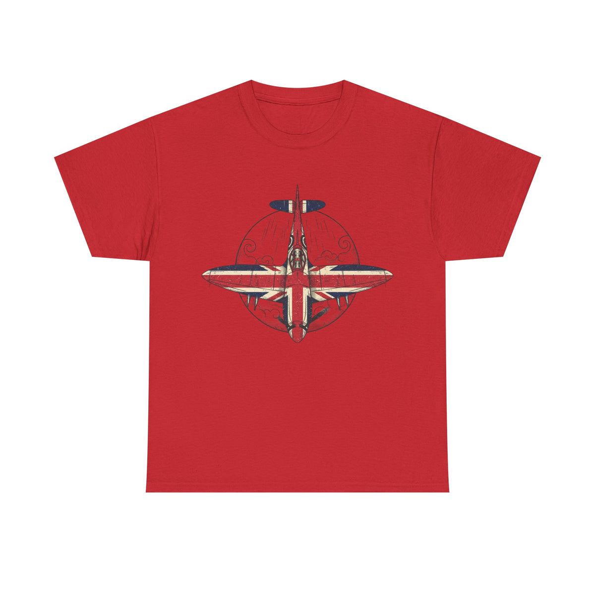 Vintage British Spitfire T-Shirt — Union Jack Warplane Graphic Tee