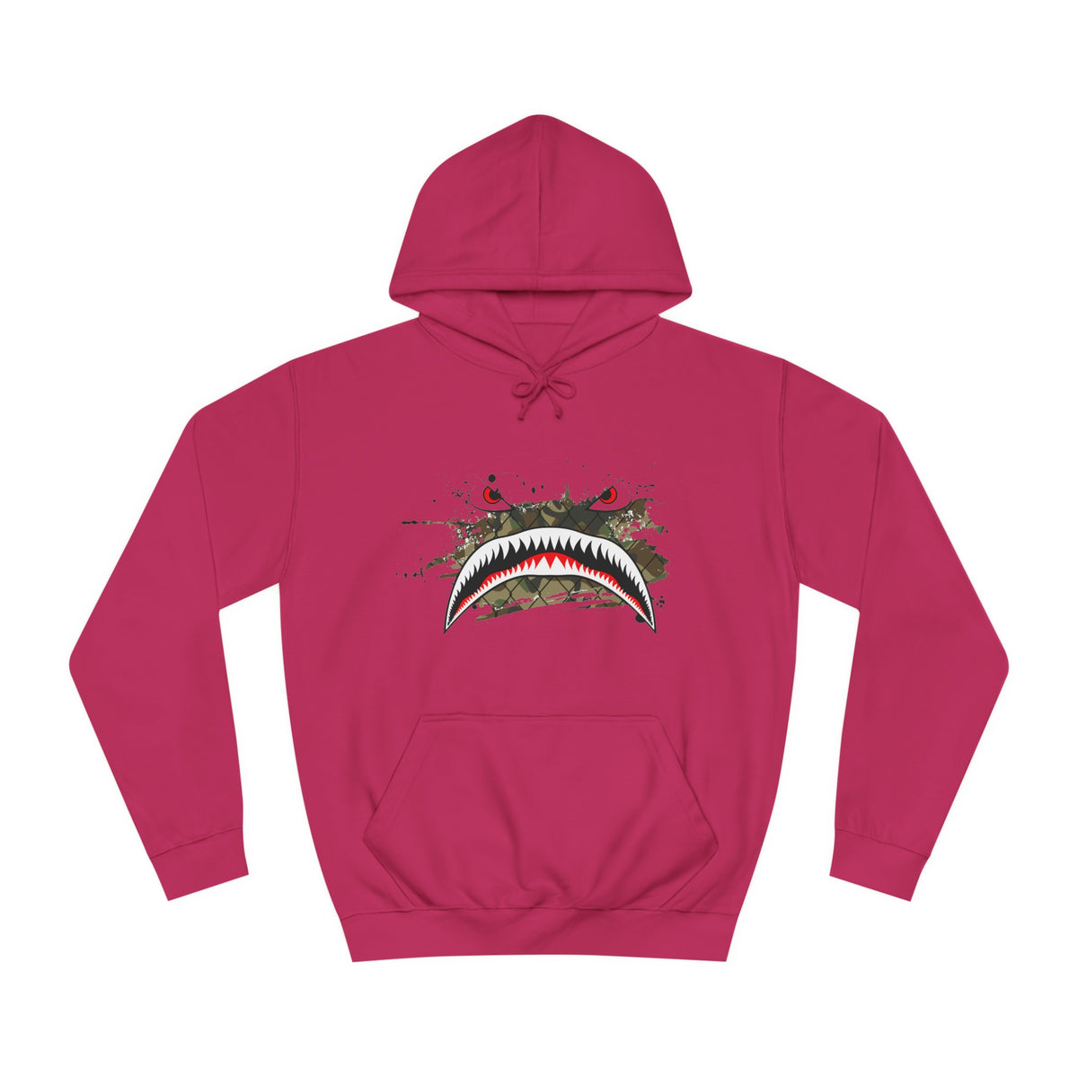 Sharks Teeth Nose Art Distressed Design Unisex College Hoodie - Funky Aviation