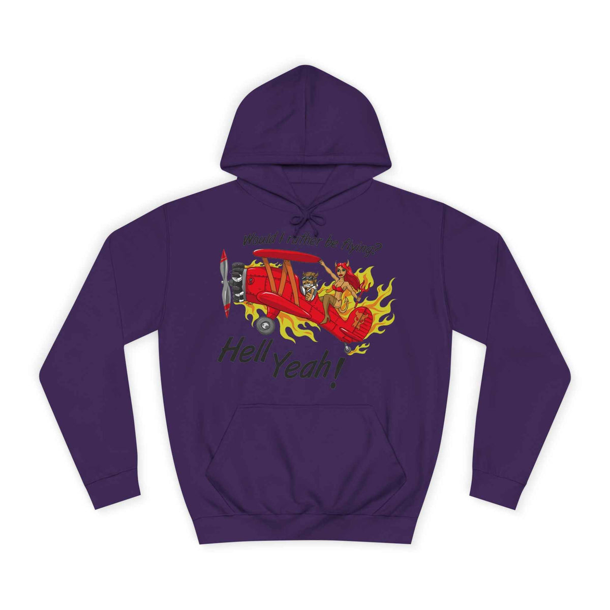 Hell Yeah! Flaming Plane Graphic Hoodie