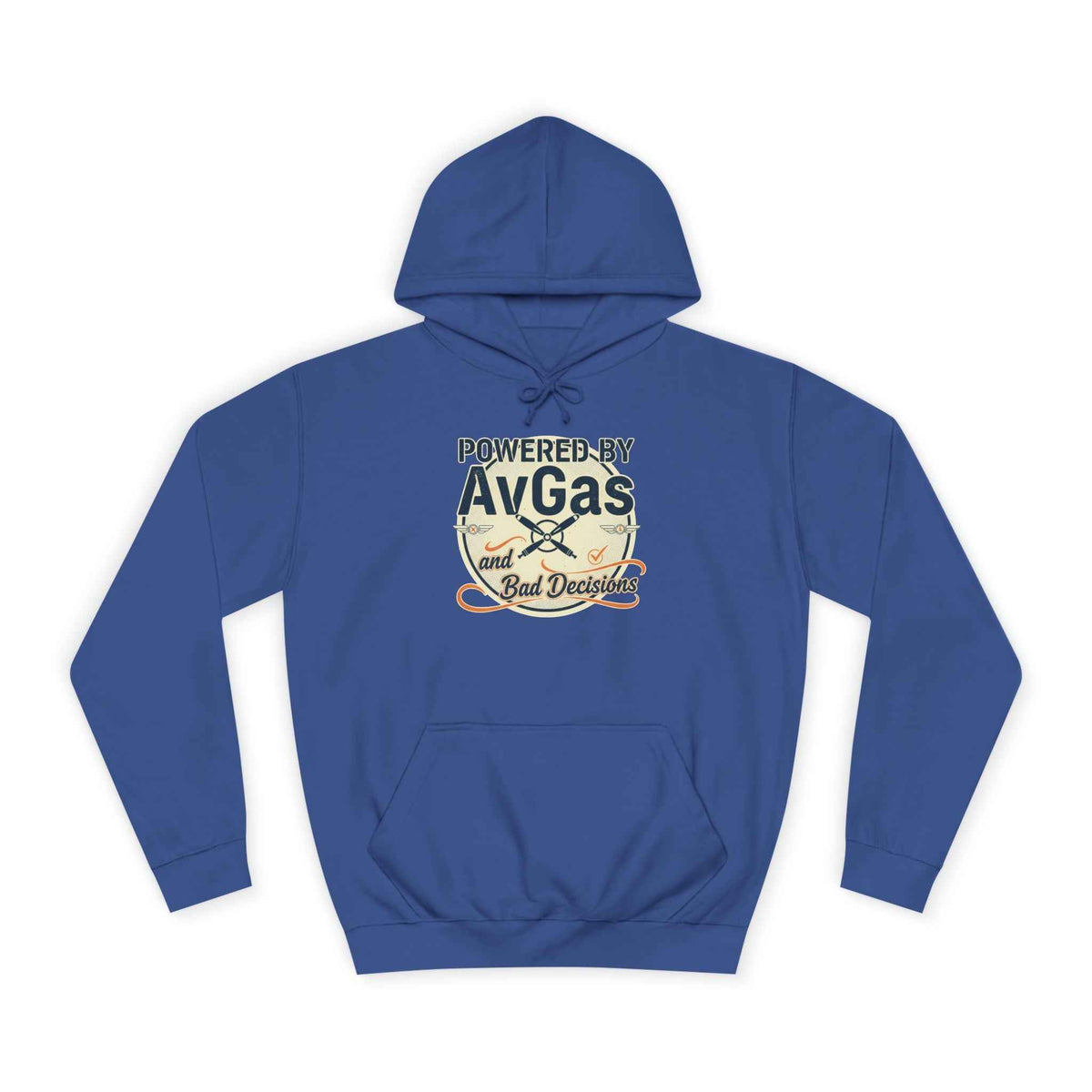 Powered by AvGas Hoodie — Vintage Pilot Aviation Sweatshirt
