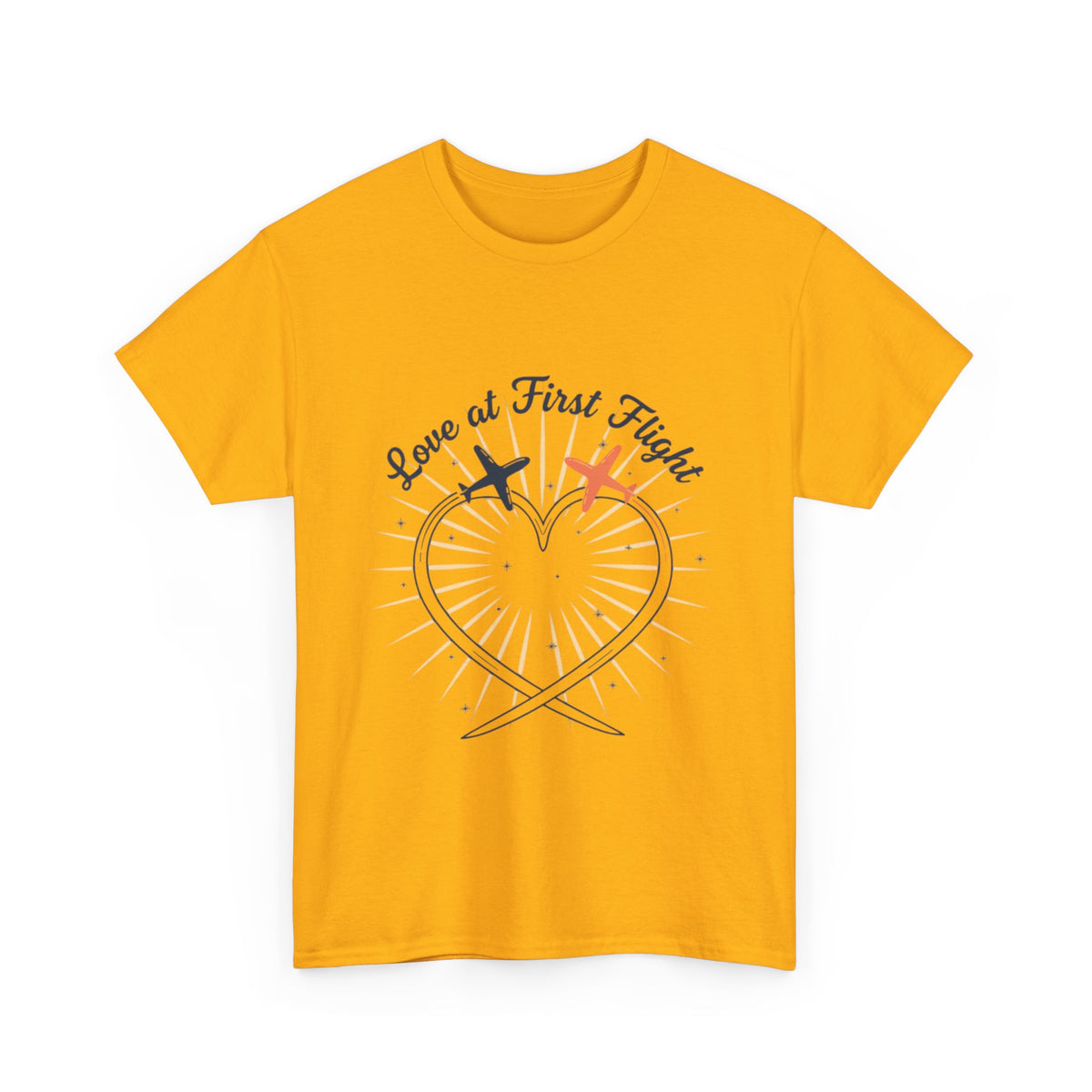 Love at First Flight T‑Shirt — Romantic Airplane Heart Valentine Tee