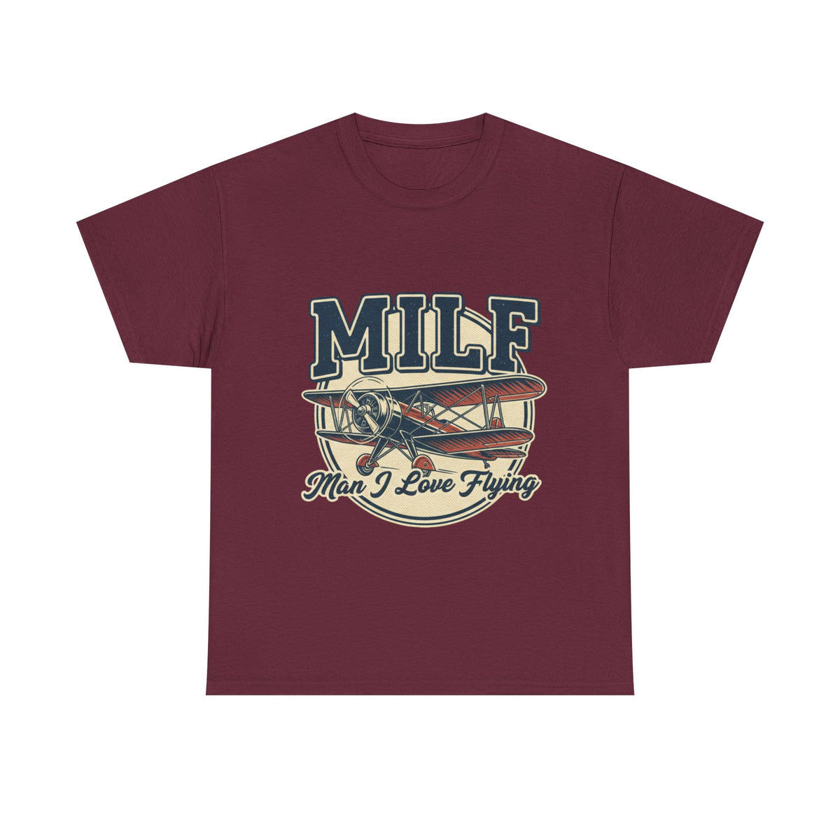 T-Shirt — "MILF: Man I Love Flying" Vintage Airplane Graphic Tee