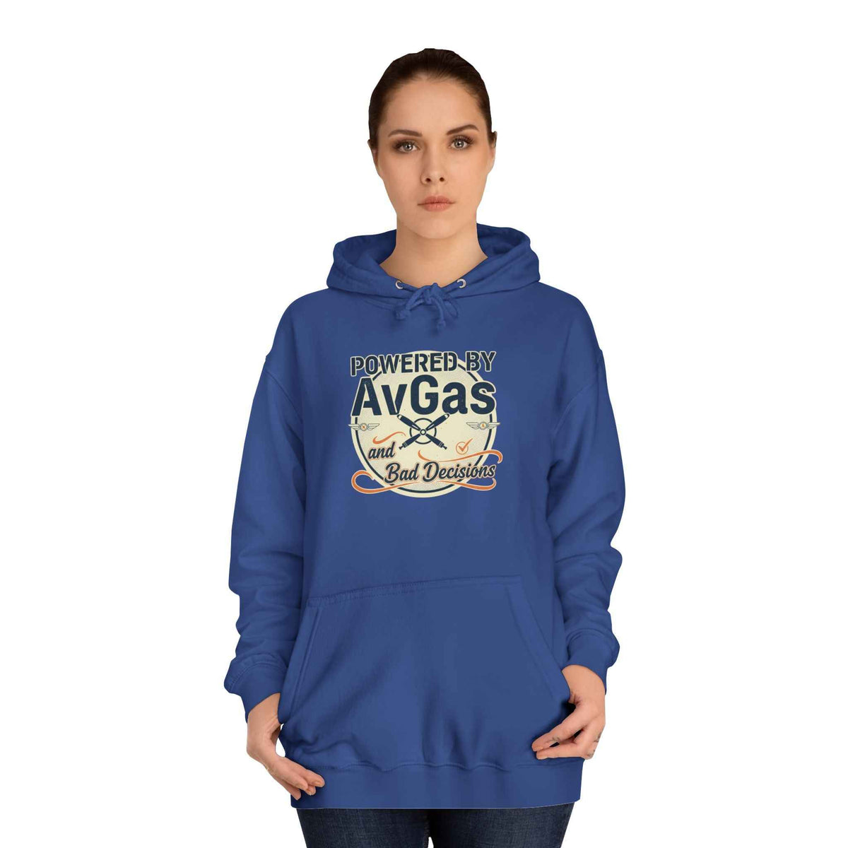 Powered by AvGas Hoodie — Vintage Pilot Aviation Sweatshirt