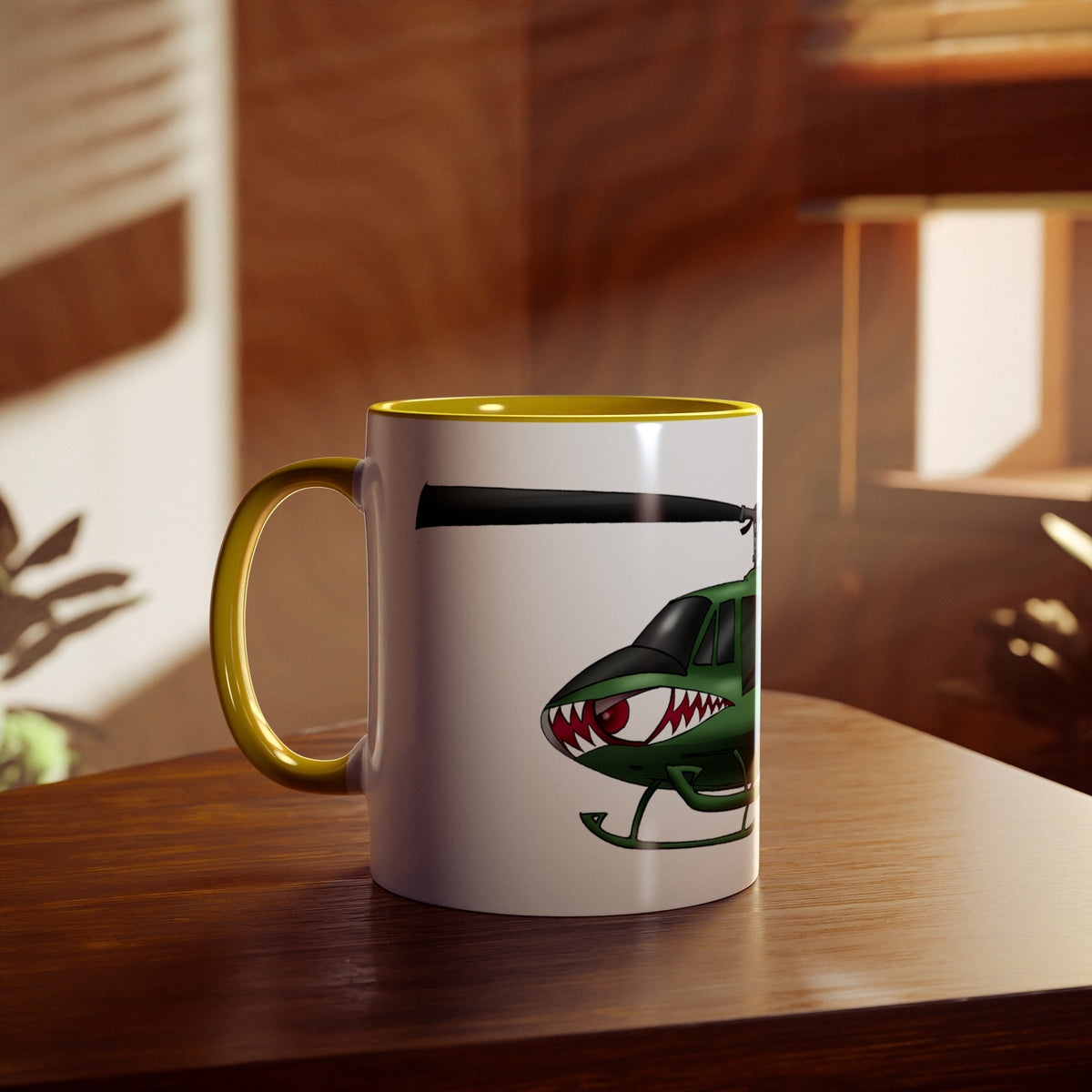 Huey Chopper Two-Tone Coffee Mugs, 11oz - Funky Aviation