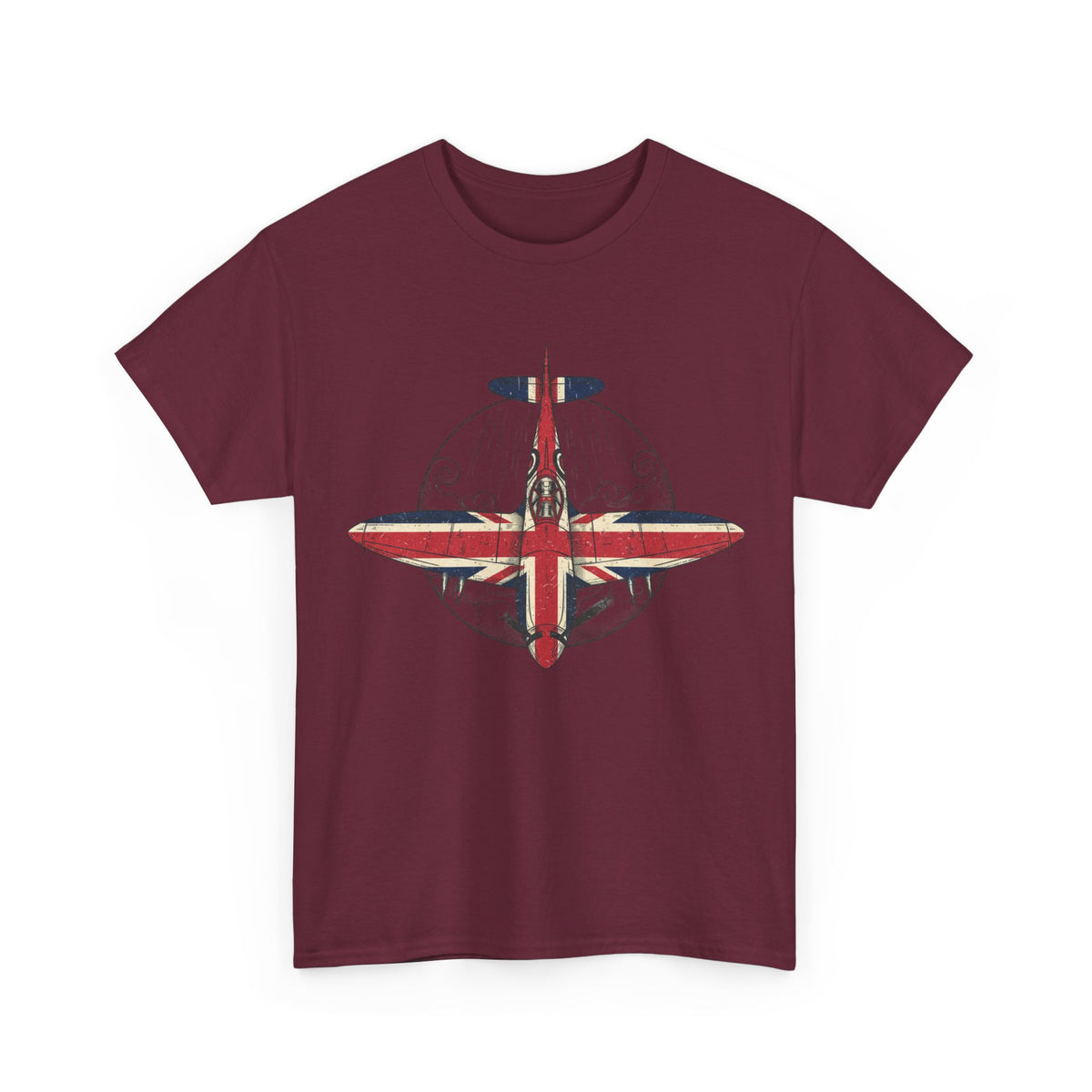 Vintage British Spitfire T-Shirt — Union Jack Warplane Graphic Tee