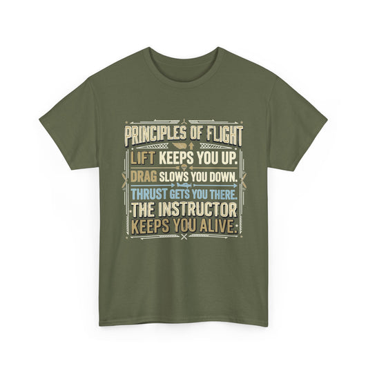Pilot Instructor T‑Shirt — “Principles of Flight” Aviation Gift