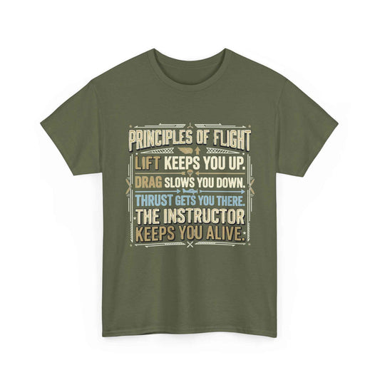 Pilot Instructor T‑Shirt — “Principles of Flight” Aviation Gift