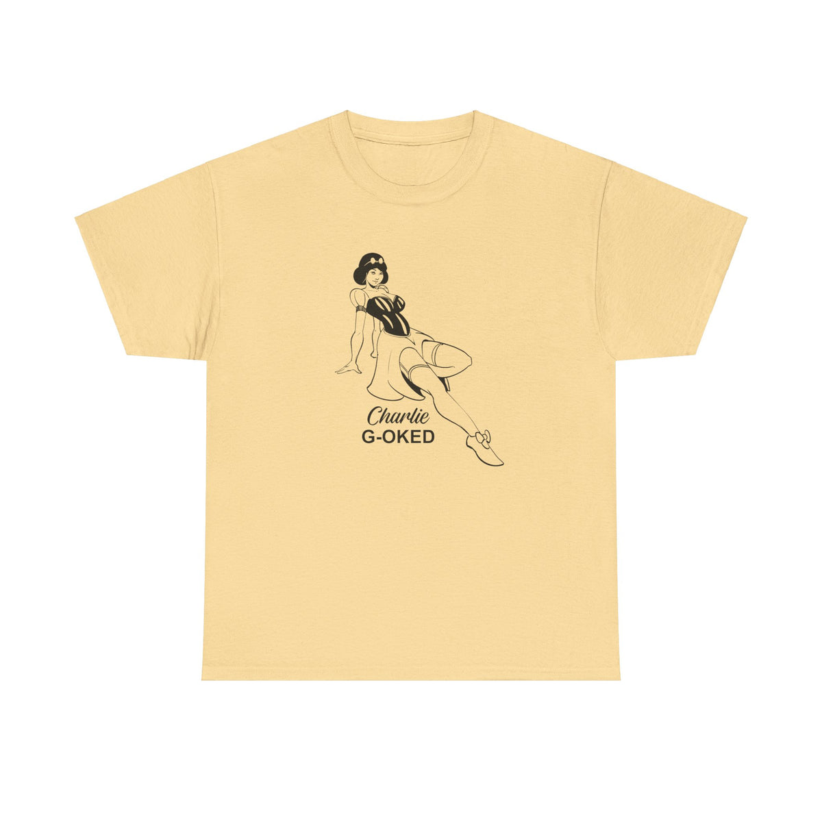 Cotton Tee - The Nose Art Cessna G-OKED Aircraft Cartoon Design
