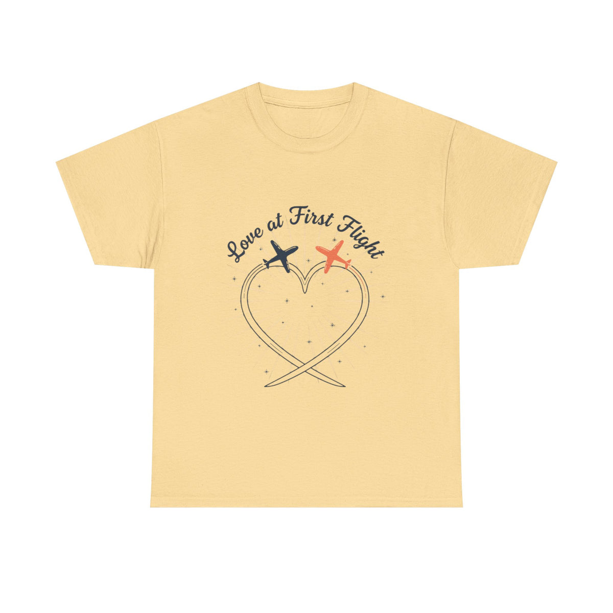 Love at First Flight T‑Shirt — Romantic Airplane Heart Valentine Tee