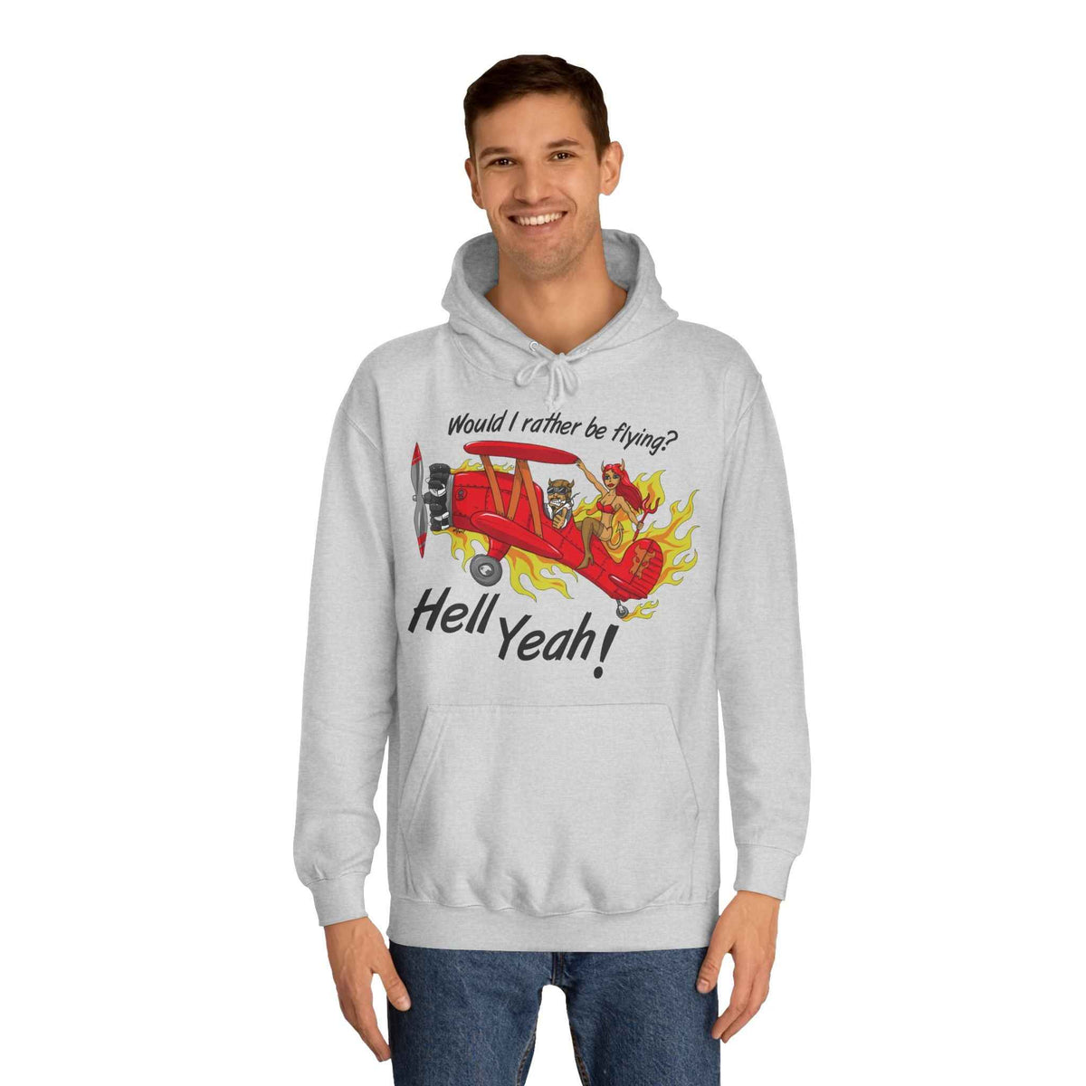 Hell Yeah! Flaming Plane Graphic Hoodie