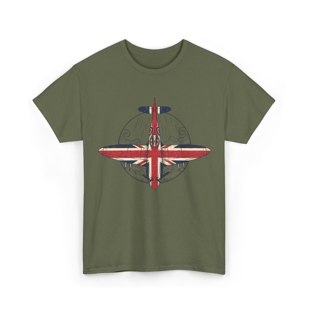 Vintage British Spitfire T-Shirt — Union Jack Warplane Graphic Tee