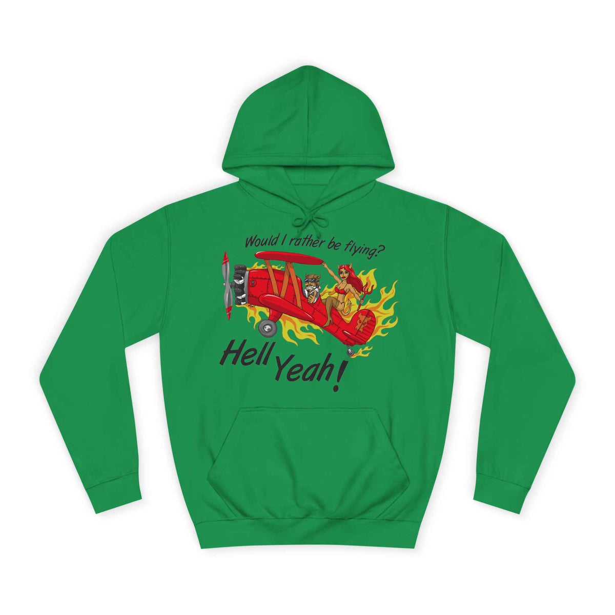 Hell Yeah! Flaming Plane Graphic Hoodie
