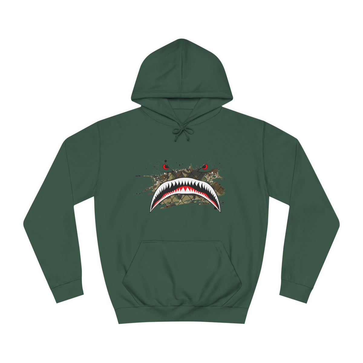 Sharks Teeth Nose Art Distressed Design Unisex College Hoodie - Funky Aviation