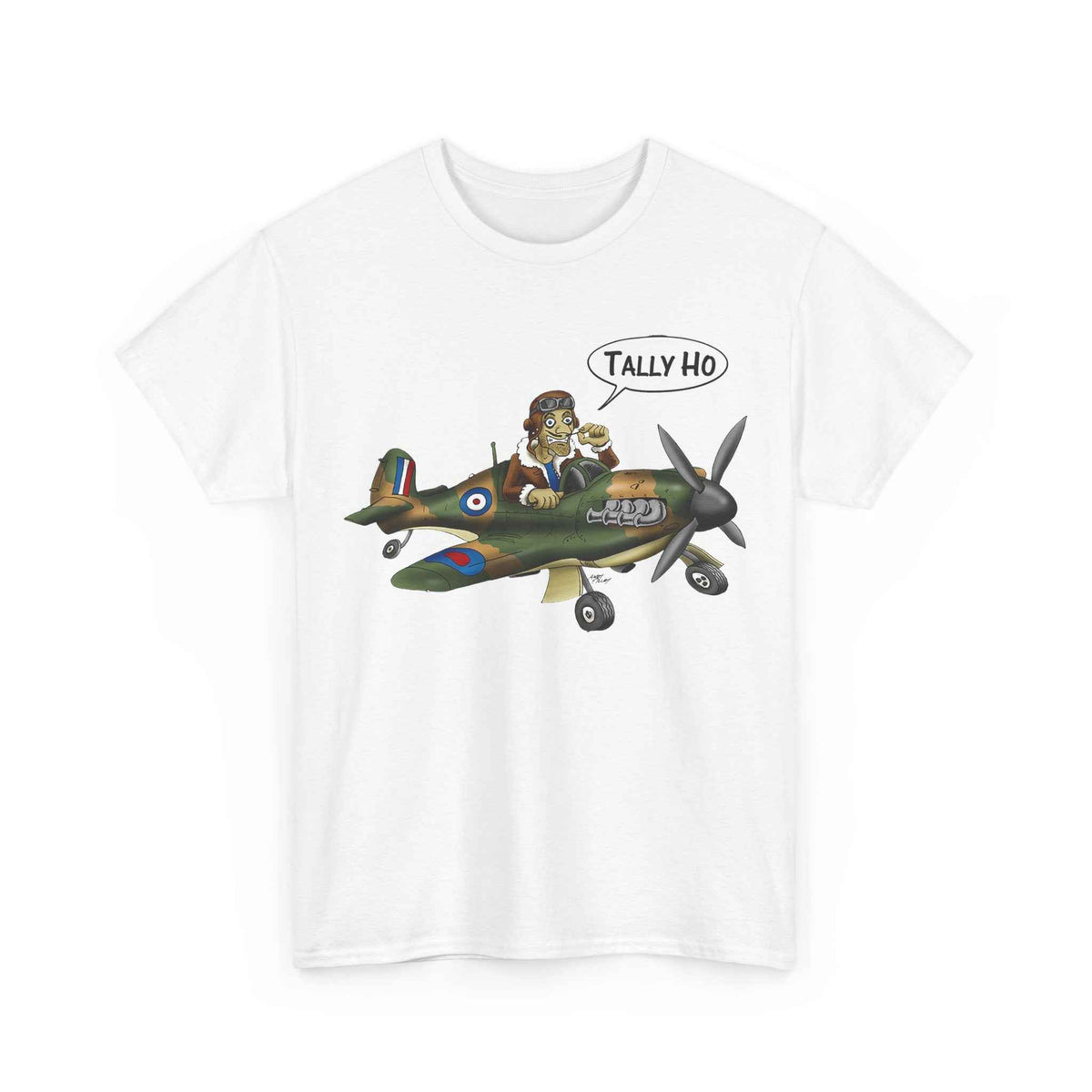Tally Ho Spitfire Tee — Retro WWII Pilot Plane Graphic T-Shirt