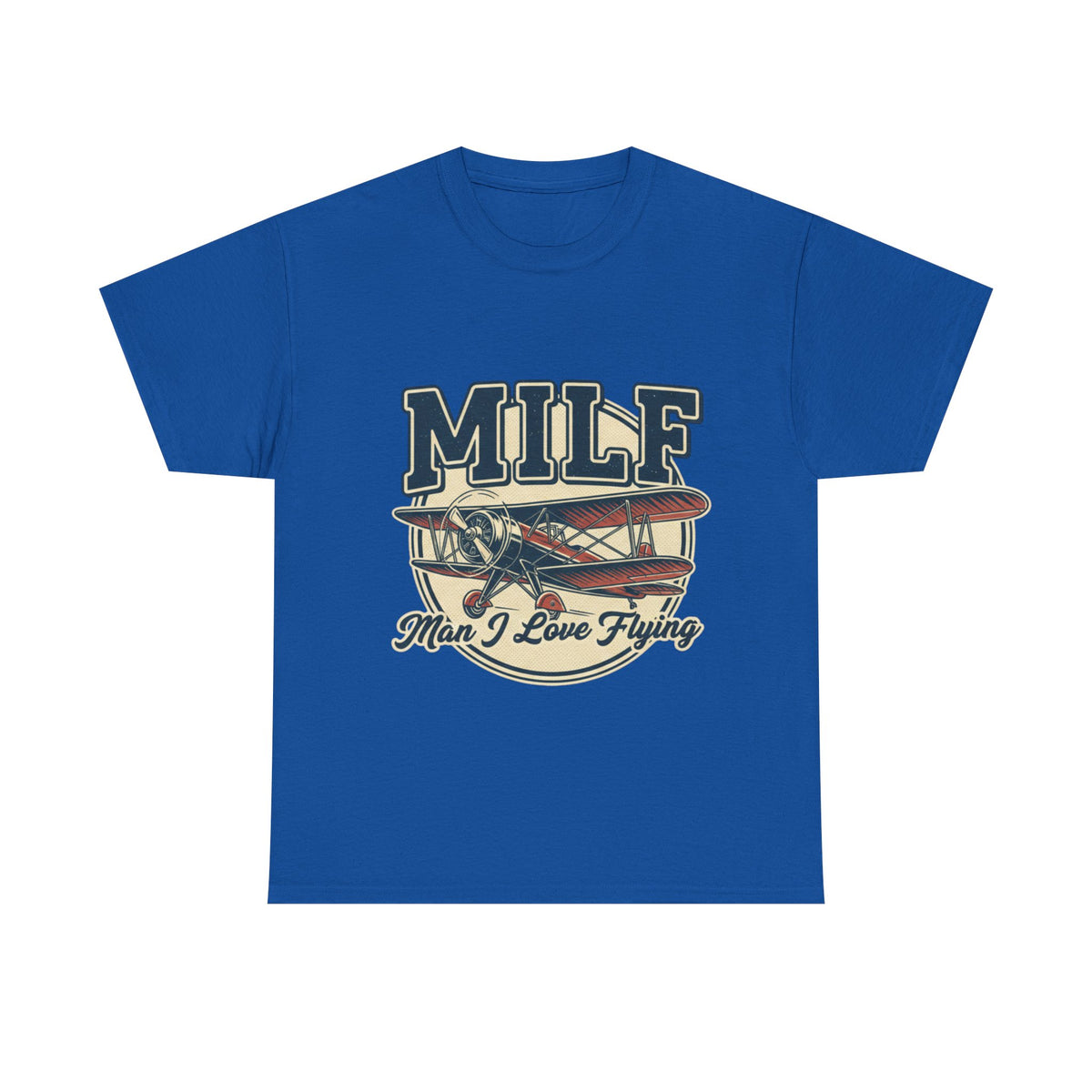 T-Shirt — "MILF: Man I Love Flying" Vintage Airplane Graphic Tee
