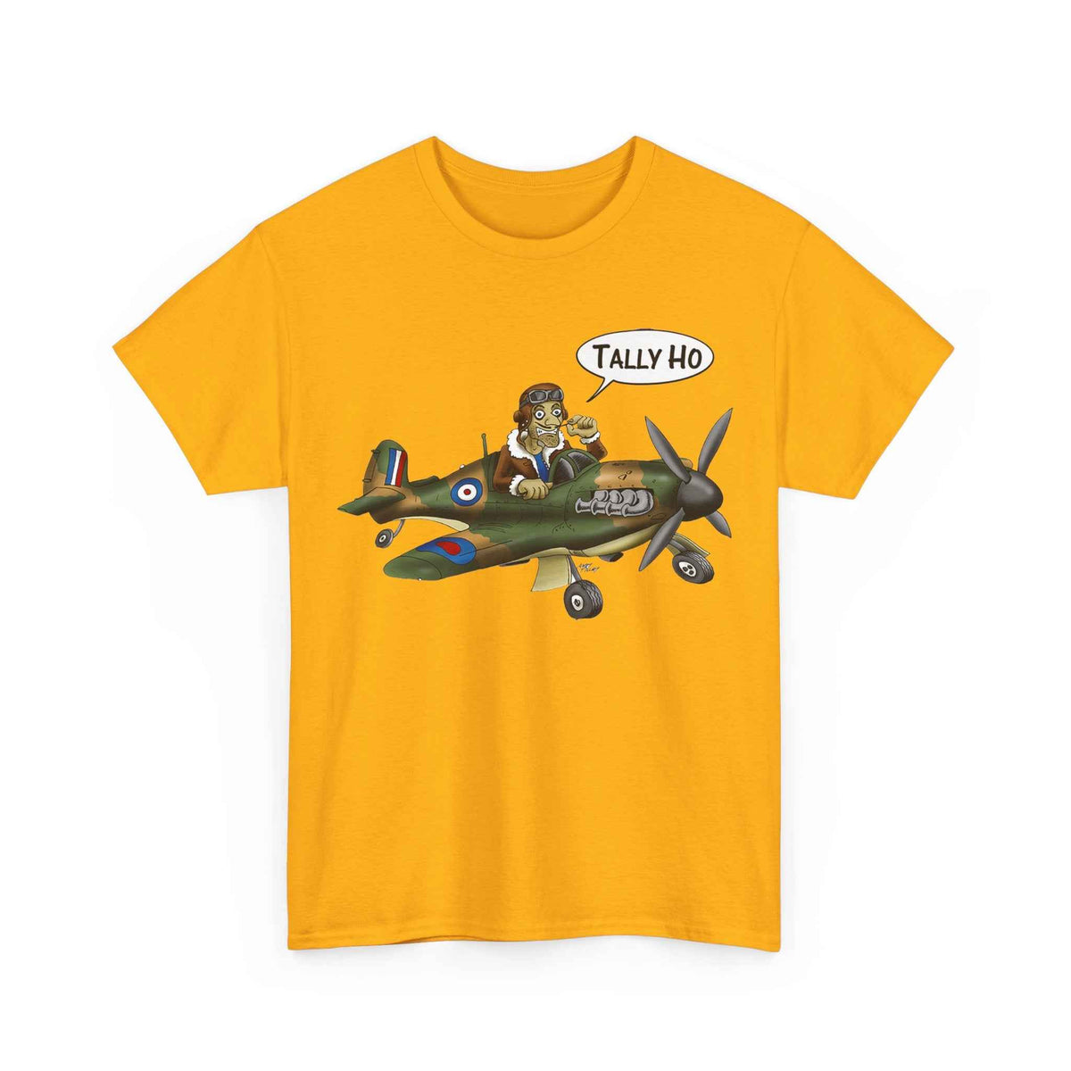 Tally Ho Spitfire Tee — Retro WWII Pilot Plane Graphic T-Shirt