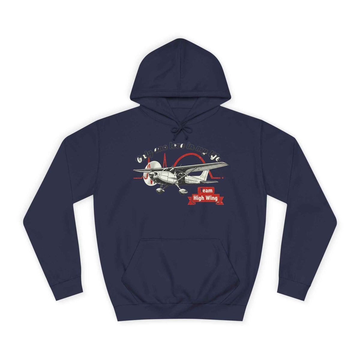 Aviation Hoodie — Vintage Cessna Plane "Team High Wing" Pullover