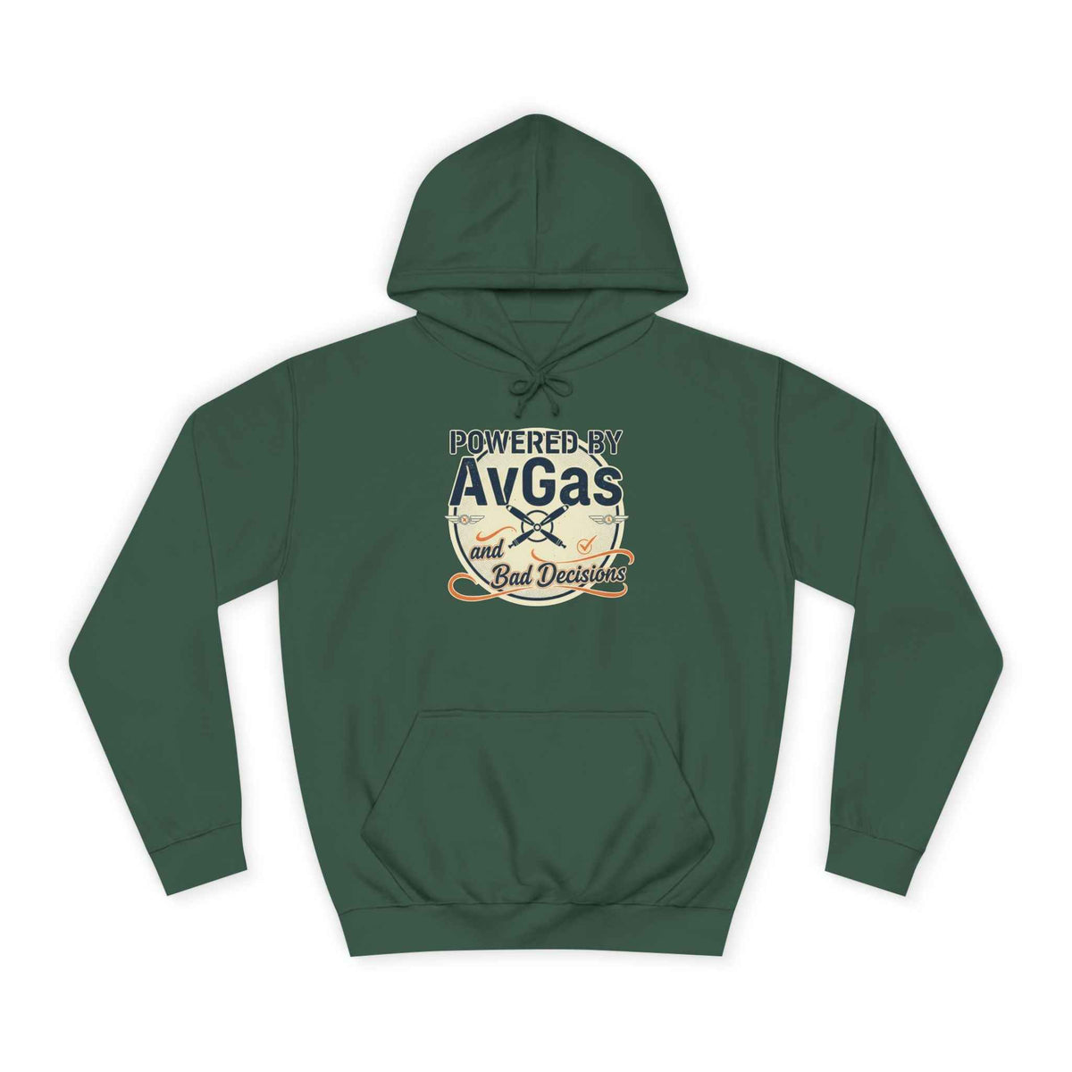 Powered by AvGas Hoodie — Vintage Pilot Aviation Sweatshirt