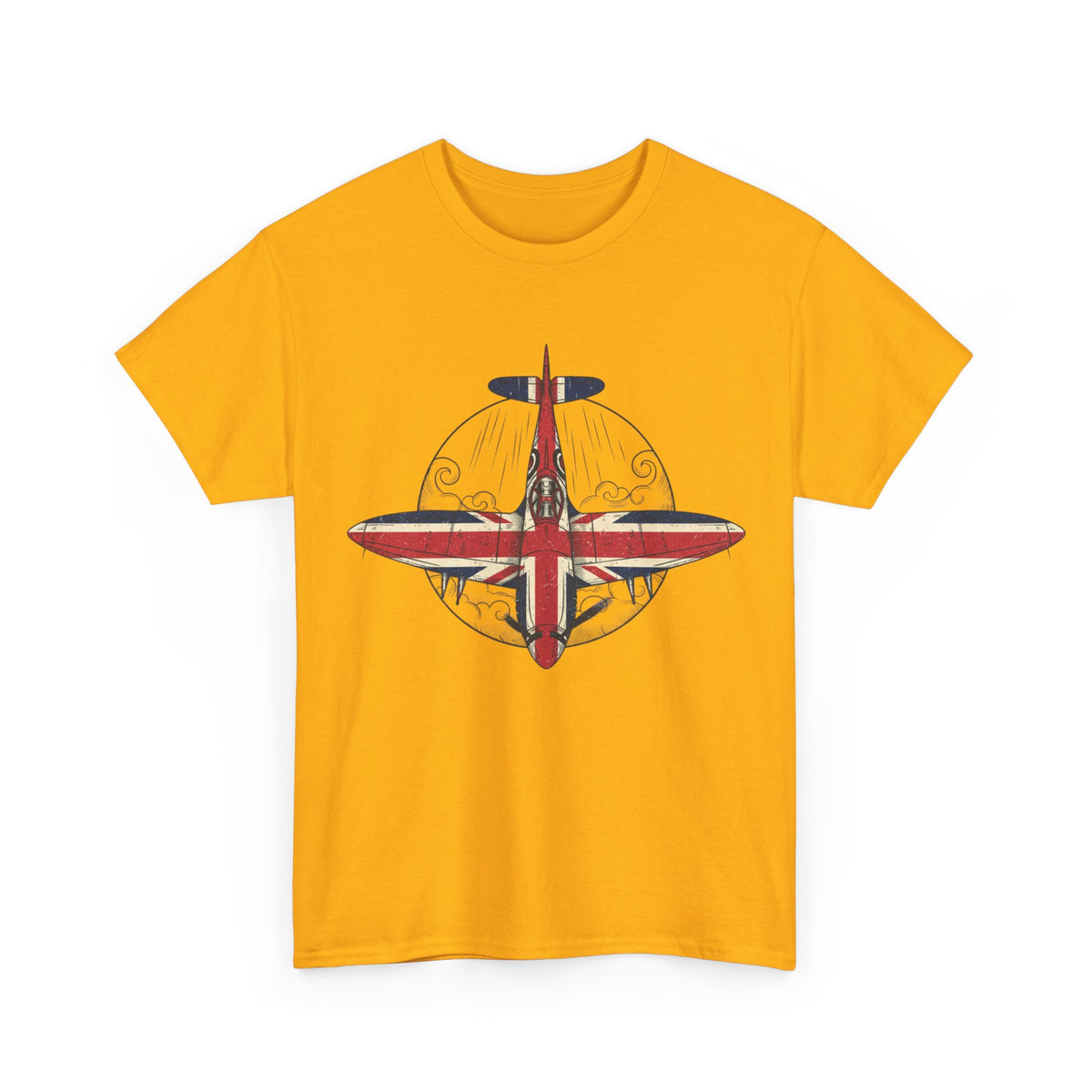 Vintage British Spitfire T-Shirt — Union Jack Warplane Graphic Tee